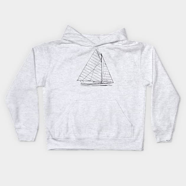 Sailboat Nautical Design Sketch - Sailing Kids Hoodie by Dibble Dabble Designs